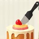 Icona stilizzata di una spatola che decora una piccola torta, raffigurante la fase finale di abbellimento e perfezionamento.